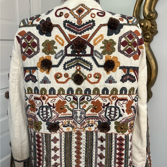 Zara Woman Colorful Boho Embroidered Jacket Small - Picture 4 of 7